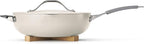 Tramontina All-in-One Plus Pan Set, 5-Quart Ceramic Non Stick Cooking Pan with Lid, Steamer Insert, Bamboo Utensil and Trivet, White