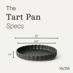 MORA Ceramic Tart Pan, 9.5 Inch Large Porcelain Baking Dish for Tarts, Quiche, Pie, Flan etc. Fluted Ruffled Edge, Oven, Microwave, Freezer, and Dishwasher safe - Great Gift For Bakers - Liquorice