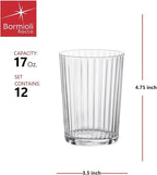Bormioli Rocco Exclusiva Gin Fizz Glasses, Set of 12-17 Oz. Ribbed Drink Tumblers Made of Star Crystal Glass with XLT Treatment - Durable Cocktail Glasses for Daily Use, Dishwasher Safe