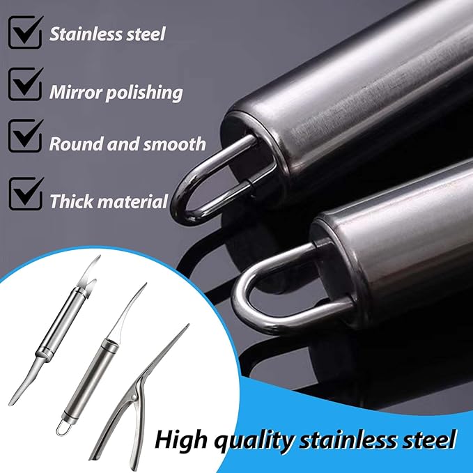3 Shrimp Deveining Tool, FRIVASTIC Shrimp Peeler Cleaner, Tow-In-One Shrimp Line Knife, Stainless Steel Shrimp Line Knife, Stainless Steel Crawfish Peeler Tool, Shrimp Threader Fishing Line Remover
