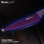 Wanbasion Purple Professional Kitchen Knife Chef Set, Stainless Steel, Dishwasher Safe with Covers