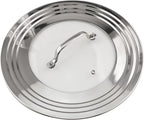 Stainless Steel Universal Lid for Pots, Pans and Skillets-Fits 7" to 12" Replacement Frying Pan Cover and Cast Iron Skillet Lid