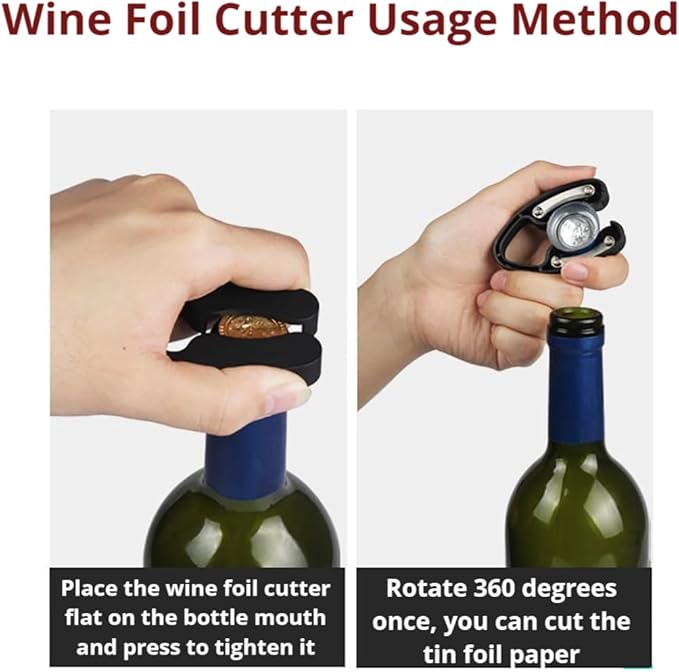 2-Pack Wine Aerator Pourer Spout With 2 Pack Wine Foil Cutter Tool, 2-in-1 Aerator Wine Pourer Wine Stopper, No Drip and No Spill Aerator for Wine Lovers, Gift Box Included - Black