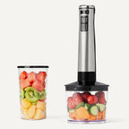 Amazon Basics 500 Watt Multi-Speed Immersion Hand Blender with Attachments, Corded, Silver