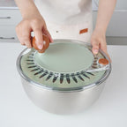 Stainless Steel Salad Spinner, 5.3 Qt Lettuce Spinner with Non-Slip Base, Drain and Stop Button, Fruit and Vegetable Washer and Dryer Spinner