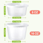 NEEBAKE 60 Set Deli-Containers-with-Lids: [8oz 16oz] Food-Storage-Containers Combo Pack, Airtight Plastic-Storage-Containers-with-Lids, Microwaveable & Freezer Safe To-Go-Containers