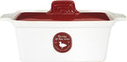 Saveur et Degustation KC2301 Foie Gras Terrine with Press, Ceramic, Red/White, 25.5 x 11 x 27 cm
