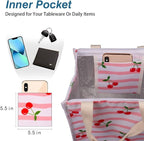 iknoe Insulated Lunch Bag for Women & Adults, 9L Foldable Wide-Open Cooler Bag with Pockets, Leakproof & Portable, for Picnic, Office, Beach(Cherry)