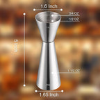 Briout Jigger for Bartending, Double Cocktail Jigger Japanese Premium 304 Food Grade Stainless Steel Jigger 2 OZ 1 OZ with Measurements Inside, Flat Edge Silver