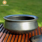 Swadeshi Blessings HandMade Exclusive Range Unglazed Clay Handi/Earthen Kadai/Clay Pot For Cooking & Serving with Lid, 2.8Liters (With Natural White Firing Shade & Mirror Shine) (Black)
