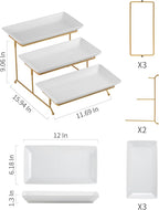 YHOSSEUN 3 Tier Serving Tray with Serving Stand, Serving Dishes for Entertaining, Tiered Serving Tray for Mother's Day, Suitable for Dessert Table Display Set Catering Supplies, 12 inch Gold