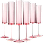 6 Pieces Acrylic Pink Champagne Flutes 5.4 OZ Square Champagne Glasses Stemmed Coupes Reusable Wedding Toasting Glasses Rose Bride Wine Glasses For Birthday Party Wedding Anniversary Christmas