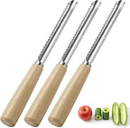 3 Pack Zucchini Vegetable Corer Tool 10" Stainless Steel Rust Resistant Fruit & Veggie Corers Stem Remover Kitchen Gadgets Coring Tool with Wood Handle for Apples, Eggplant, Hollow out for Stuffing