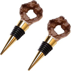 Decorative Wine Stopper Set of 2,Cool Wine Bottle Stoppers for Glass Bottles,Crystal Bottle Stopper Fits Standard Bottles,Fancy Decors Wine Tools (Brown Crystal)