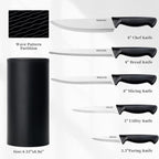 Knife Set, 6-Piece Kitchen Knife Set, German High Carbon Stainless Steel, Durable & Easy Clean Knife Block, Black