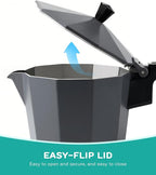 Coffee Gator Moka Pot - 6 Cup, 12oz Stovetop Espresso Maker - Classic Italian and Cuban Coffee Percolator w/ 2 Stainless-Steel Cups – Matte Grey Aluminum, 360ml