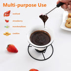 Luvan 4Pcs Fondue Pot Set for Chocolate Butter Cheese, 5oz Butter Warmer for Seafood with 20 Tealight, Ceramic Bowl Oven Microware Dishwasher Safe,Perfect for family dip Fruit,Dessert,Snack