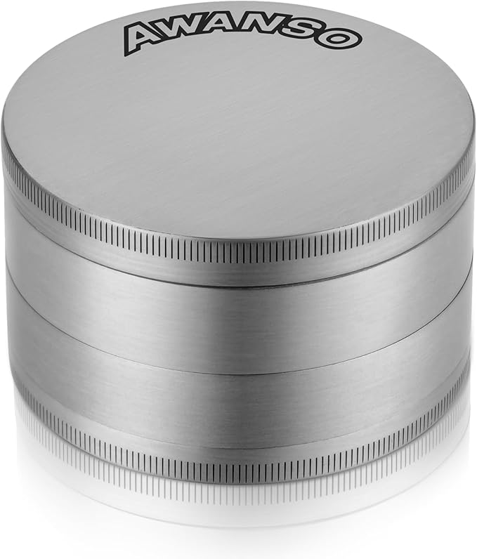 3" Grinder for Kitchen Spices, 3-Piece 4-Part Design, Screen-Free, Durable Zinc Alloy, Silver