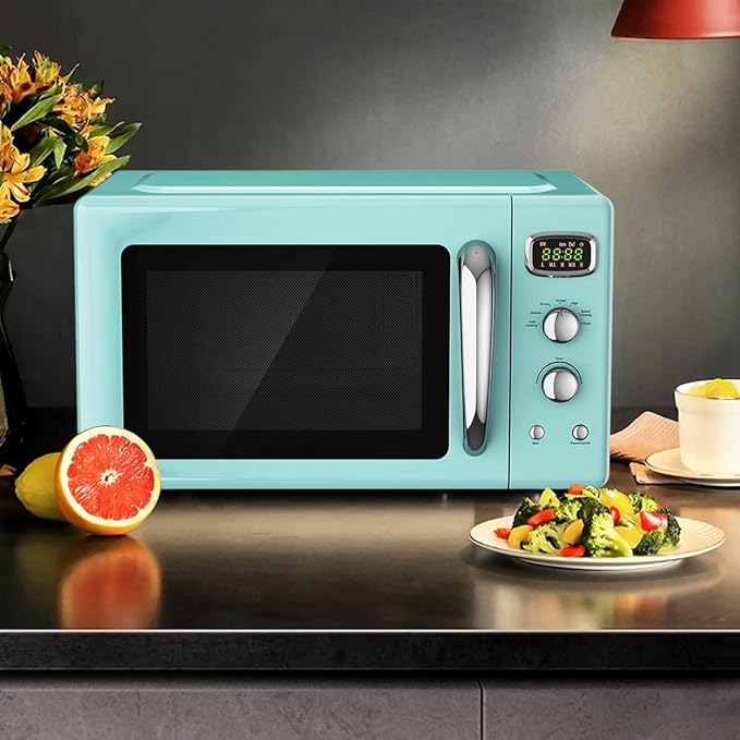 MAT EXPERT 0.9 Cu.ft Microwave Countertop, Digital Timing & 5 Micro Power, 25L Small Microwave w/Glass Turntable & 6 Preset Buttons, Delayed Start Function, 900W Mini Microwave w/Child Lock