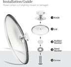 11 In Glass Lid for Frying Pan, Tempered Replacement Cover Compatible with All 11" Cookware for Skillets, Round Cast Iron, Cast Aluminium, Stainless Steel Pans &Pots, 10.8in/ 276mm - 11.2in/292mm