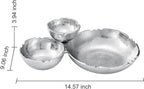 3 Cluster Decorative Bowls Bright Silver Snack Tray Bowl Chip & Dip Serving Piece Strong Brass Centerpiece Beautiful Room Accent & Entertaining Parties Home Decor Wedding Gifts 14.6 Inch Decorative