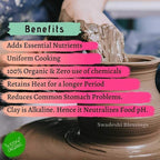 Swadeshi Blessings Unglazed Clay Tajine Pot for Cooking with Lid/LEAD-FREE Earthen Tajine/Clay Tagine Cookware for baking +FREE ASH For Cleaning