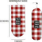Plastic Bag Holder,Reusable And Washable Grocery Bag organizer,for Home Kitchen Travelling Camping Decor, use 1 Pack, Red And White Plaid Pattern