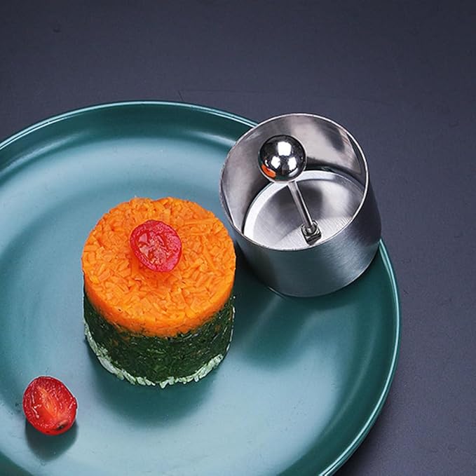 POPETPOP Round Stainless Steel Cake Rings: Round Food Molding Set - Mousse Cake Ring Mold with Press Set for Home Cooking And Baking M