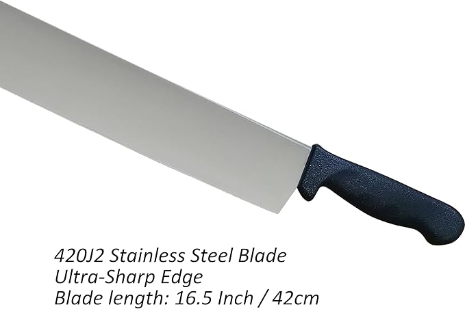 Cheese Knife 16.5 Inch - MATTSTONE HILL Large Cheese Knife With Double Handles, Cheese Cutter, Polypropylene Handle, Black