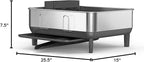 simplehuman Compact Dish Drying Rack with Stainless Steel Frame, 360º Easy Drain Swivel Spout, Utensil Holder, Anti-Residue Coating, Moisture Control Surface, Grey