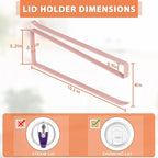 2 Pack Tumbler Lid Organizer, Horizontal Tumbler Lid Storage Hook to Hold Up 20 Lids, Space Saving Cup Lid Holders Under Cabinet Tumbler Lid Hook for Kitchen Organizer, Paper Towel Rack Hanger (Pink)