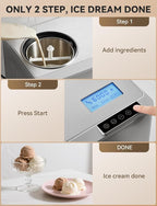 COUPLUX Ice Cream Maker, Fastest Freezing 2.1QT Ice Cream Machine with Built-in Compressor Easy Operate & Clean Automatic Ice Cream Maker Machine All Stainless Steel, LCD Display