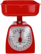 Utoolmart Mechanical Kitchen Scale - Diet Food Scale - with Pounds & Kilogram Measurements - Measuring Range 5000g Accuracy 5g with Tray Red