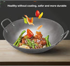 Commercial Two-Handle Wok, Non-Stick Wok Iron Gas Stove Safety Wok Stainless Steel Gas Stove Cookware,36cm