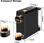 Espresso Machine Compatible with Nespresso Original Capsules, 20 Bar High Pressure Single Serve Coffee Maker, Programmable Mini Pod Coffee Machine with 18oz Tank for Espresso & Lungo - Black