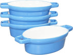 Soup Bowls With Handles 15 oz, French Onion Soup Bowl for Chili, Beef Stew, Cereal, 6" x 5" Oven Safe for Au Gratin, Ceramic Soup Crocks oven Safe, Microwave Dishwasher Safe - Set of 4, Blue