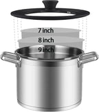 Universal Pot Lid - Pan Lid Fits 7", 8", 9" Cookware, Tempered Glass with Heat-Resistant Silicone Rim and Handle, Black – for Frying Pans & Skillets