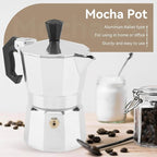 Agatige 50ml 1 Cup Moka Coffee Pot, Aluminum Espresso Coffee Maker Stovetop Coffee Percolator Stovetop Espresso Pot for Home Camping Office, Italian and Cuban Cafe Brewing