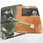 Plastic Cutting Boards Set of 3 for kitchen,Flexible Cutting Mats for Cooking, 100% Non-Slip Cutting Board for Fruit Meat and Vegatables, BPA-Free and Dishwasher Safe with knife (14 in Green/Orange)