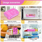 Amathley Bento Box Adult Lunch Box Kids,Lunch Containers for Adults/Kids/Toddler,5 Compartments Bento Lunch Box with Sauce Vontainers,Microwave & Dishwasher & Freezer Safe,BPA-Free (Red lily)