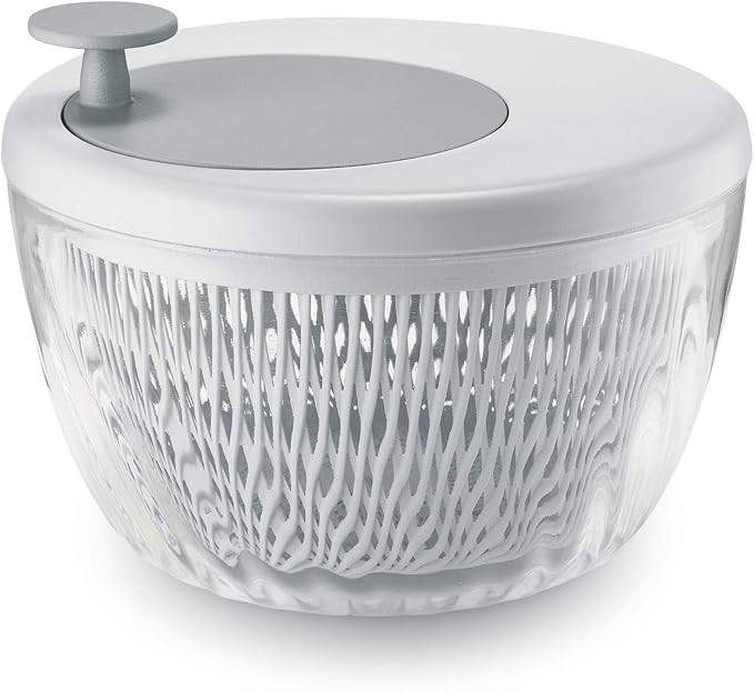 GUZZINI 10" Salad Spinner with Lid - White, Wash, Spin & Dry Vegetables, Fruits, Salad, Built in Draining - Fruit Washer Fruit Dryer, Home Gadgets & Kitchen Tools