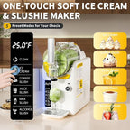 2 IN1 Soft Ice Cream Maker Slushie Machine for Home - 88oz Slushy Machine Maker No Ice Needed Self Cleaning, Frozen Drink Machine for Slushie, Margarita, Frappés, Milkshake