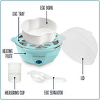 Nostalgia Retro Electric Large Hard-Boiled Egg Cooker, 7 Capacity, Poached, Scrambled, Omelets, Whites, Sandwiches, for Keto & Low-Carb Diets, Aqua