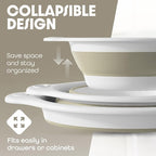 Gevoli Collapsible Colanders (3 Pack Set) Food Strainers with Over-Sink Water Draining Base for Pasta Fruits and Vegetables, White/Beige (3 Sizes, 3QT, 4QT and 5 Quart)