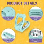 TACGEA Uncrustable Sandwich Cutter Maker – Sandwich Sealer and Cutter for Lunchbox and Breakfast, Square Shape, Light Blue