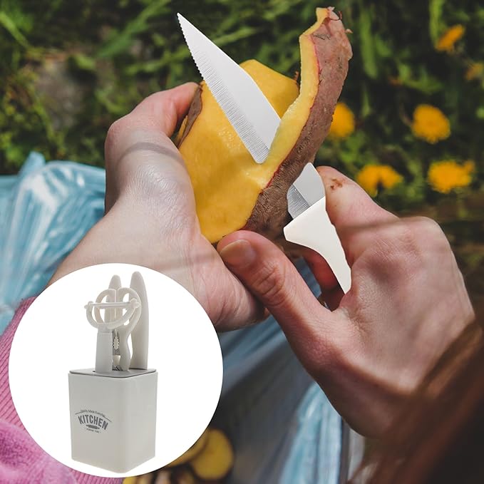 Fruit Peeling Cutter and Paring Knife Set, 5pcs Kitchen Small Tool Kit with Melon Peeler and Gadget Storage Box, Plastic Handle Fruit Cutting Tools for Home Cooking