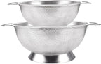 Kaishun Colander Stainless Steel Set(5-Quart and 3-Quart), Kitchen Strainer for Pasta, Fruits Vegetables, Dishwasher Safe