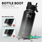 Swigina [2-IN-1 LID] Insulated Water Bottle with Silicone Boot (36hrs Cold/18hrs Hot) - DIY Stickers, Leakproof, BPA Free, 32 oz