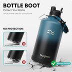 Swigina [2-IN-1 LID] Gallon Insulated Water Bottle with Silicone Boot (48hrs Cold/24hrs Hot) - DIY Stickers, Leakproof, BPA Free, 128 oz