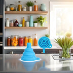 2Pcs Blue Foldable Mini Silicone Funnel Hopper Kitchen Water Filler Tool for Storage Oil Liquid Protable Collapsible Kitchen Gadgets, Nice Design Specialty Tools and Gadgets Kitchen Utensils